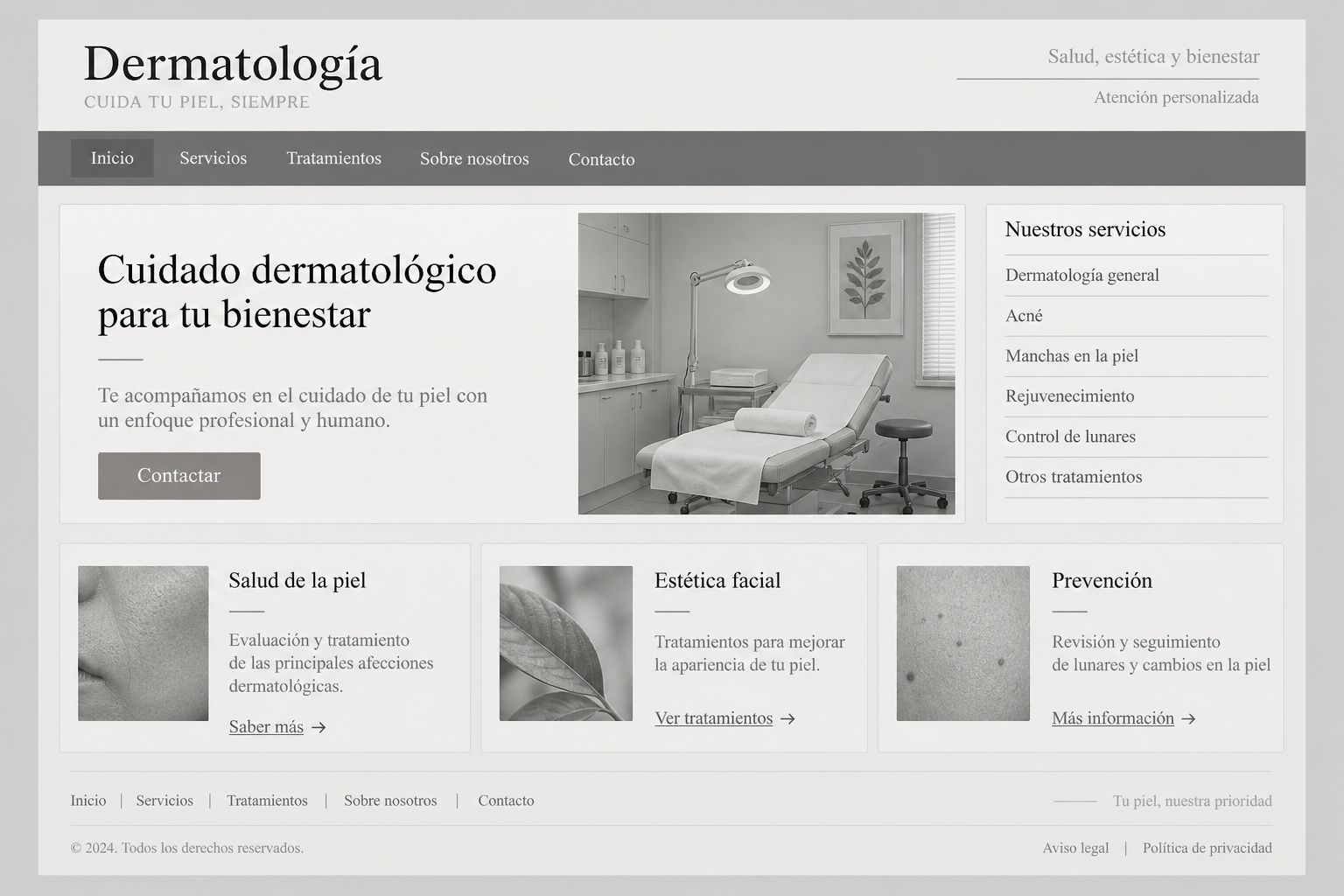 Conceptual example of an outdated medical website