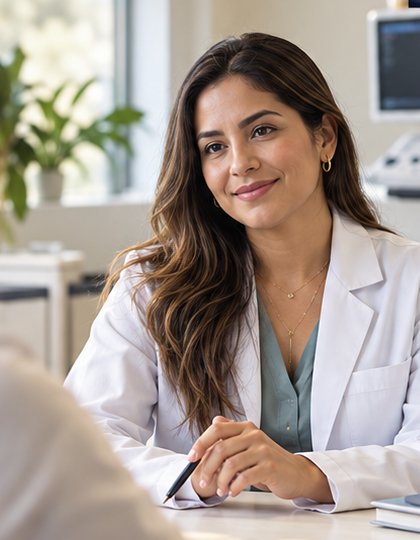 Doctor speaking with a patient during a consultation